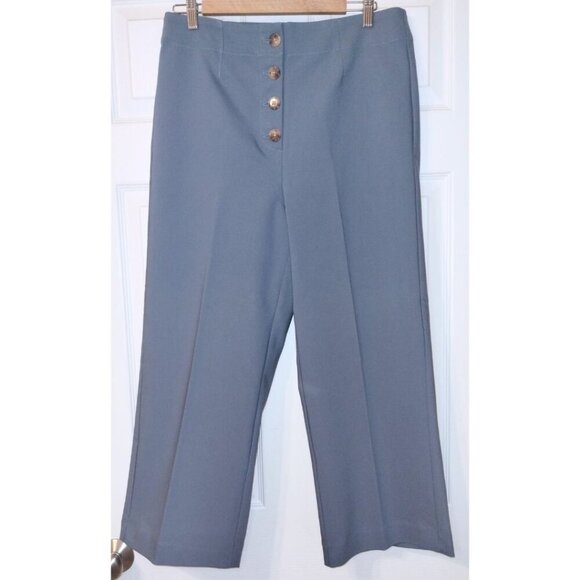 NWT Loft High-Waist Wide-Leg Flat-Front Button-Fly Tailored Dress Slacks (Sz 10) - Picture 1 of 7